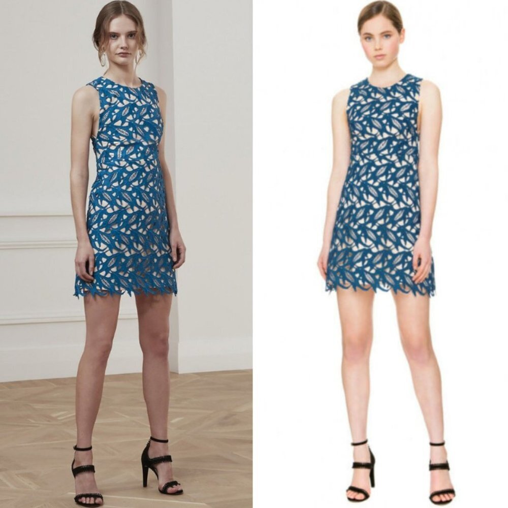 Keepsake Label The Moment Blue Lace Mini Dress